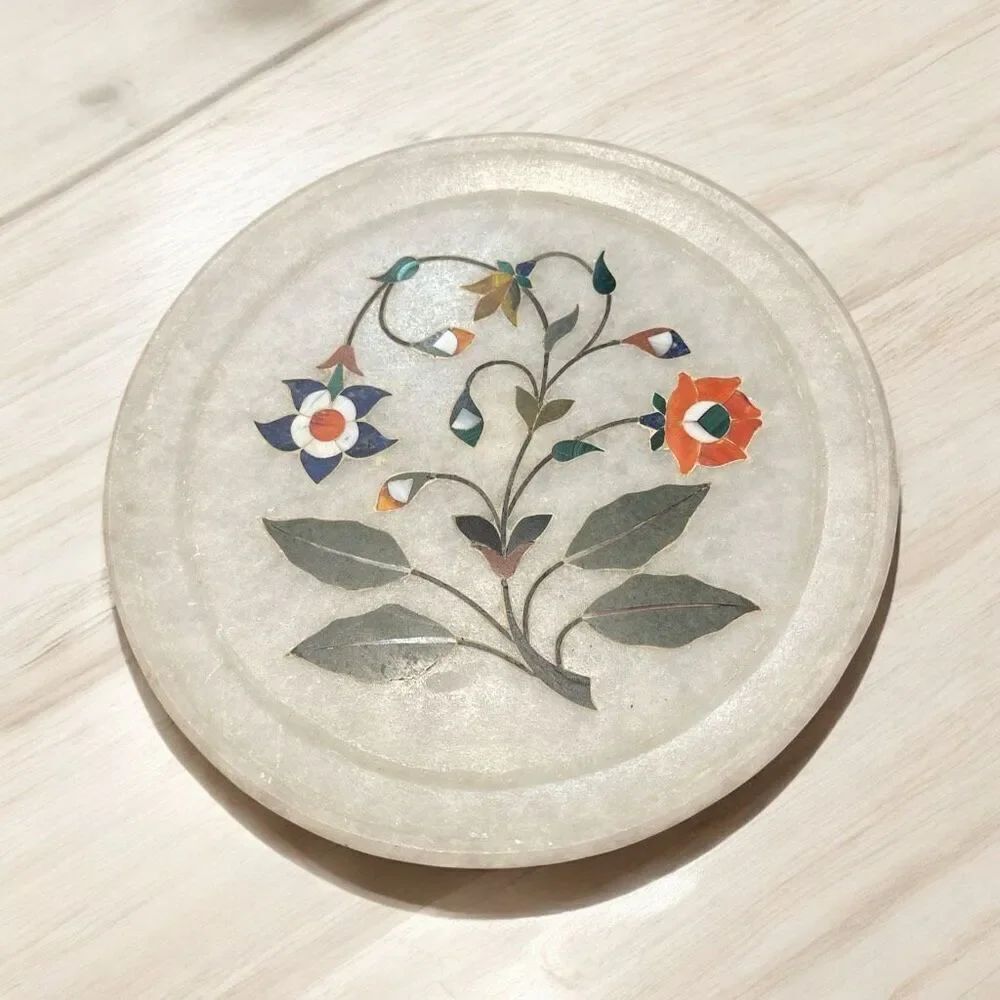 Pietra Dura inlaid marble plate